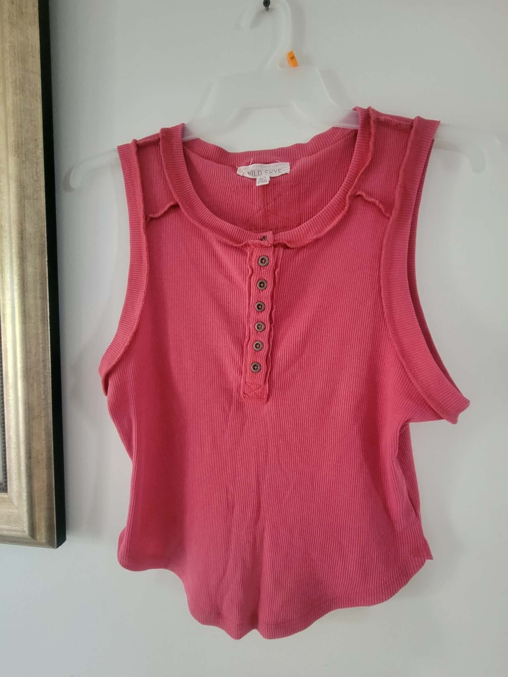 Wild Skye Pink Ribbed Henley Tank
